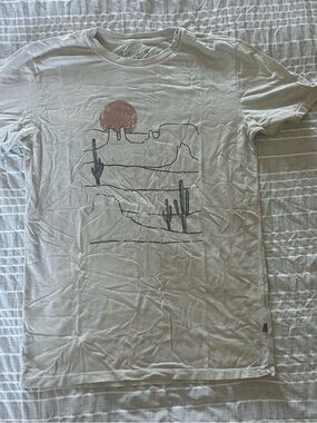 Desert Graphic Crew Neck T-Shirt - Light Gray cream with Rust Sun